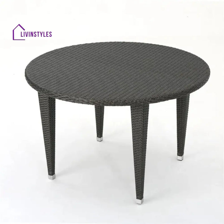 Outdoor Wicker Round Patio Dining Table (Dark Brown) - Table