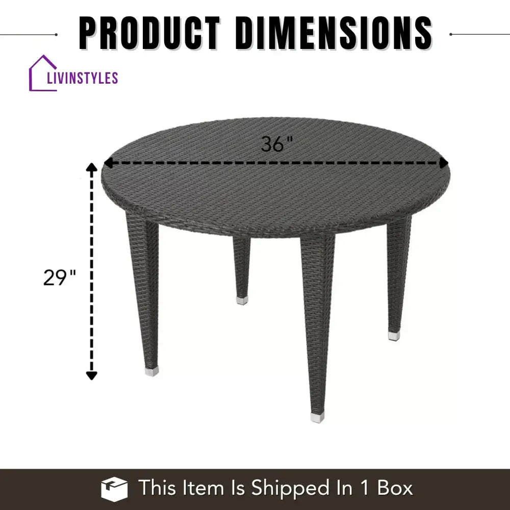 Outdoor Wicker Round Patio Dining Table (Dark Brown) - Table