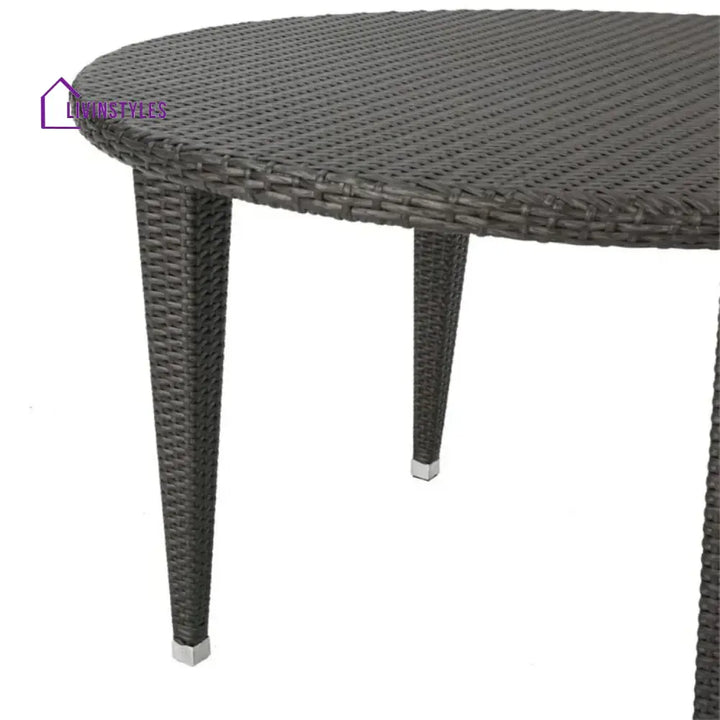 Outdoor Wicker Round Patio Dining Table (Dark Brown) - Table