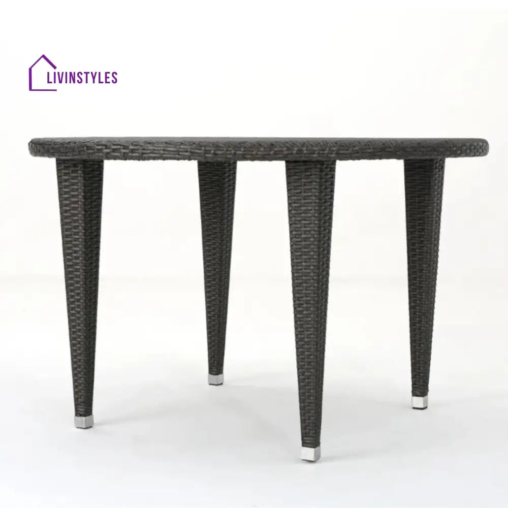 Outdoor Wicker Round Patio Dining Table (Dark Brown) - Table