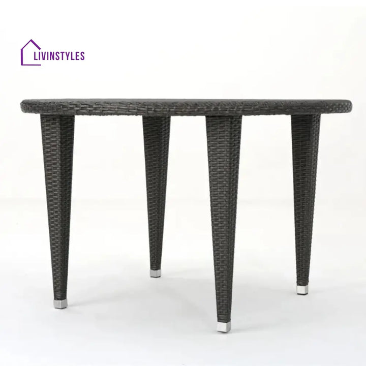Outdoor Wicker Round Patio Dining Table (Dark Brown) - Table