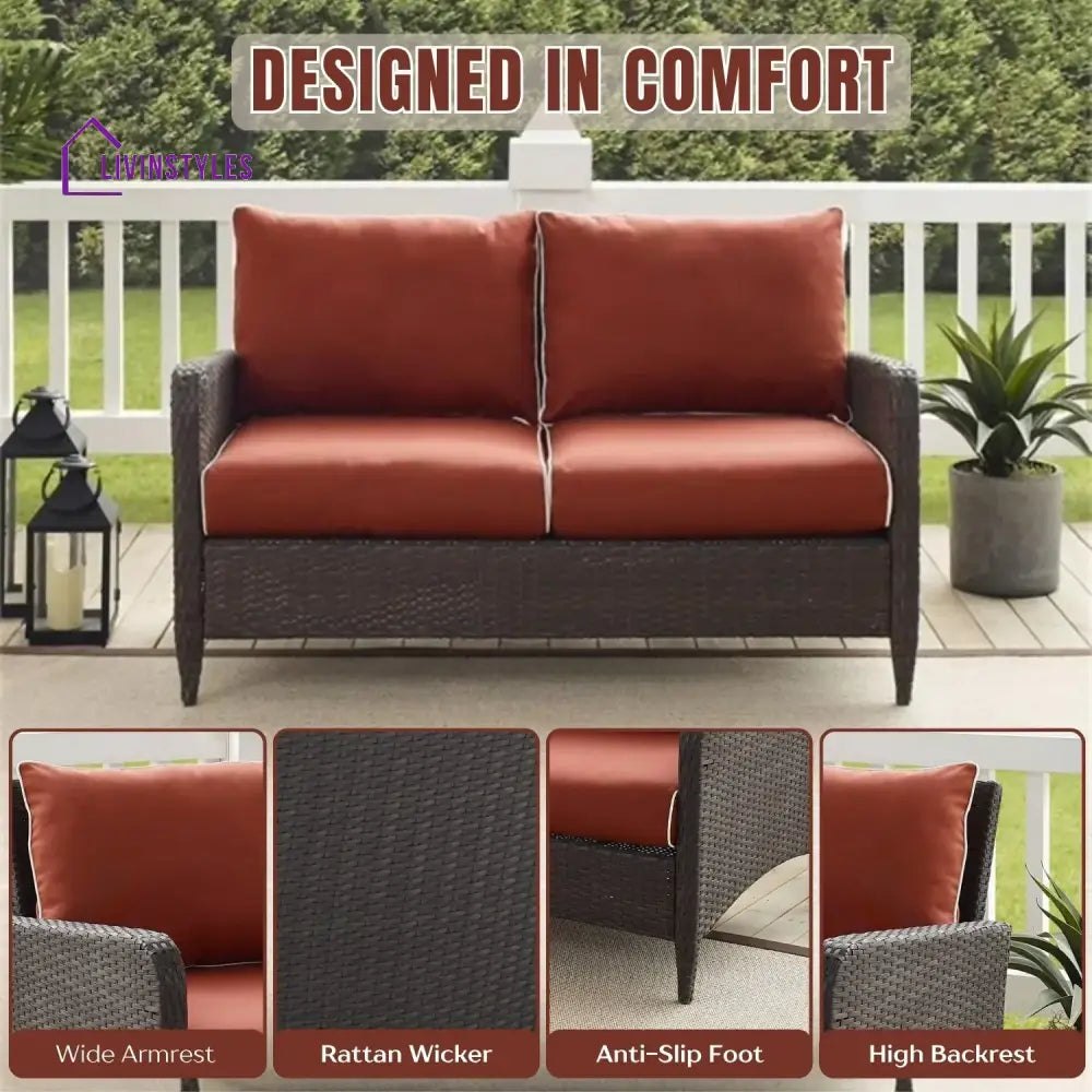 Outdoor Wicker Single Seater Loveseat Sofa - Sofa Set