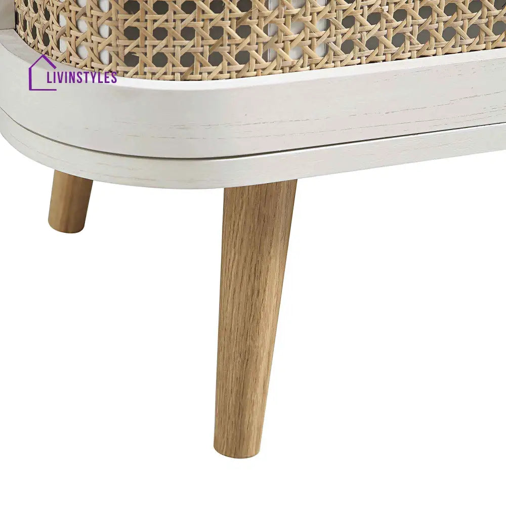 Izzy Curved Rattan Large 3-Door Sideboard White Cabinets & Chests
