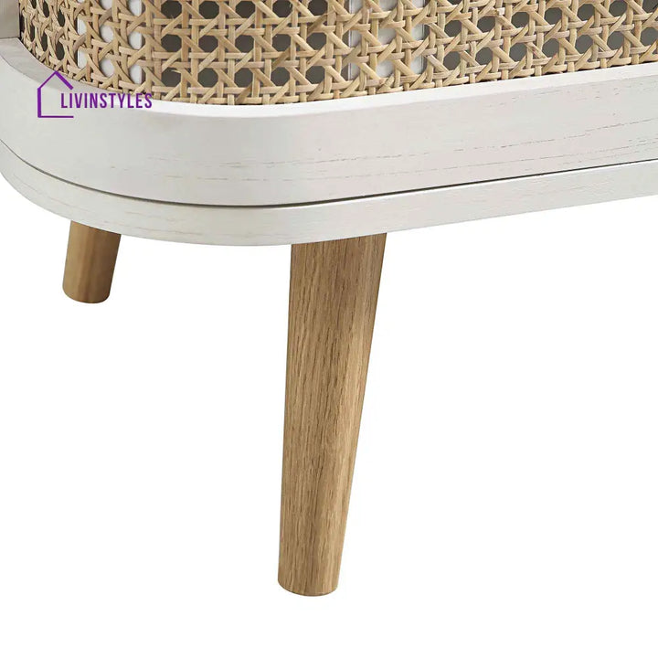 Izzy Curved Rattan Large 3-Door Sideboard White Cabinets & Chests