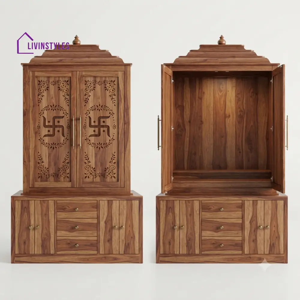 Oviya Premium Solid Wood Home Temple | Pooja Mandir for Home