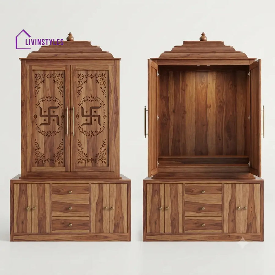 Oviya Premium Solid Wood Home Temple | Pooja Mandir for Home