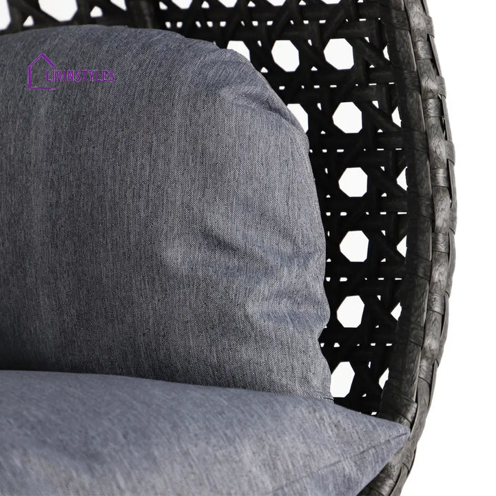 Paccio Double Seater Hanging Swing With Stand For Balcony Garden Swing (Dark Grey) - Swings