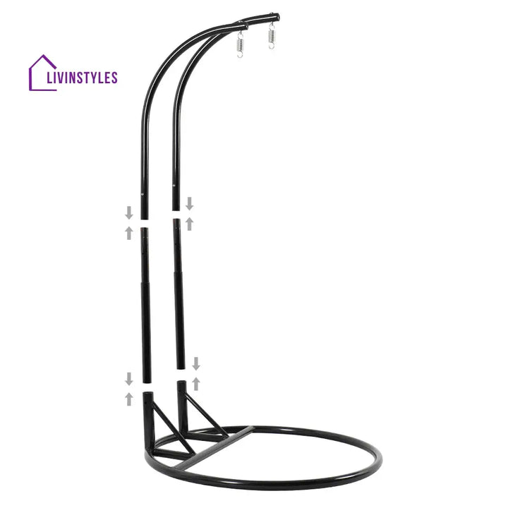 Paccio Double Seater Hanging Swing With Stand For Balcony Garden Swing (Dark Grey) - Swings