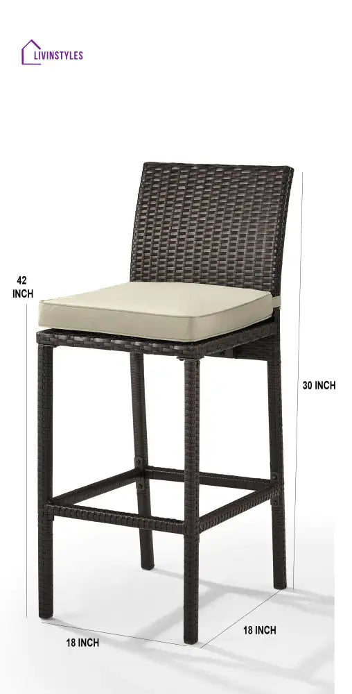 Paccio Outdoor Patio Bar Chair 2 Chairs For Balcony (Brown) - Bar Sets