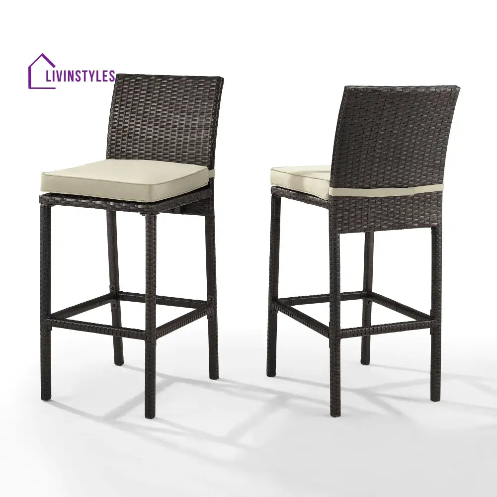 Paccio Outdoor Patio Bar Chair 2 Chairs For Balcony (Brown) - Bar Sets