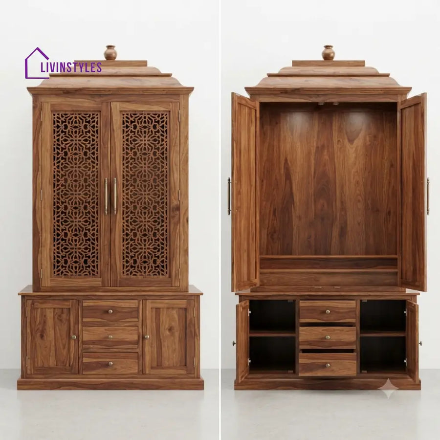 Padma Premium Solid Wood Home Temple | Pooja Mandir for Home