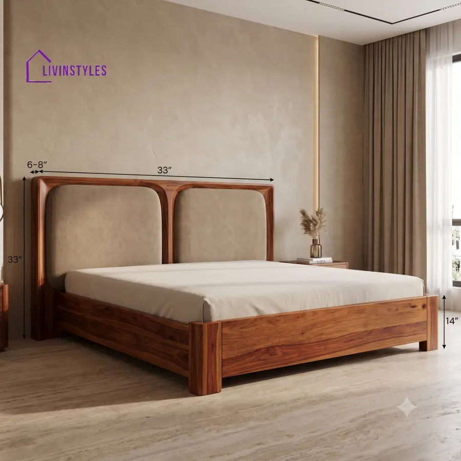 Padma Wooden Bed | Solid Wood Double Bed | Wooden King size bed & Wooden Queen size bed