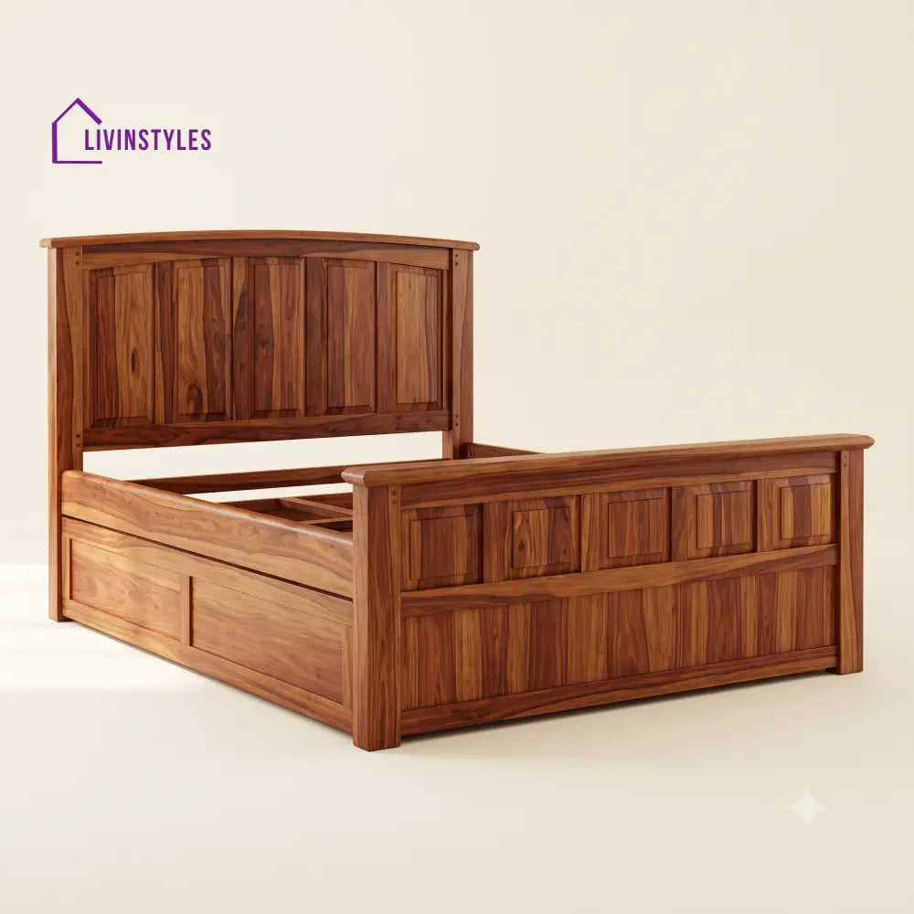 Padmavathi Sheesham Wood Bed With Box Storage | Wooden Bed