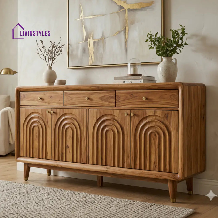 Paige Sheesham Wood Cabinet and Sideboard (Honey Finish)