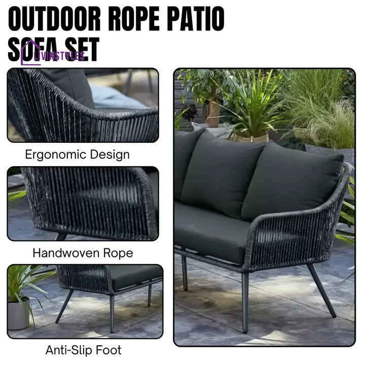 Paisley L-Shape Outdoor Rope Sofa Set - Sofa Set