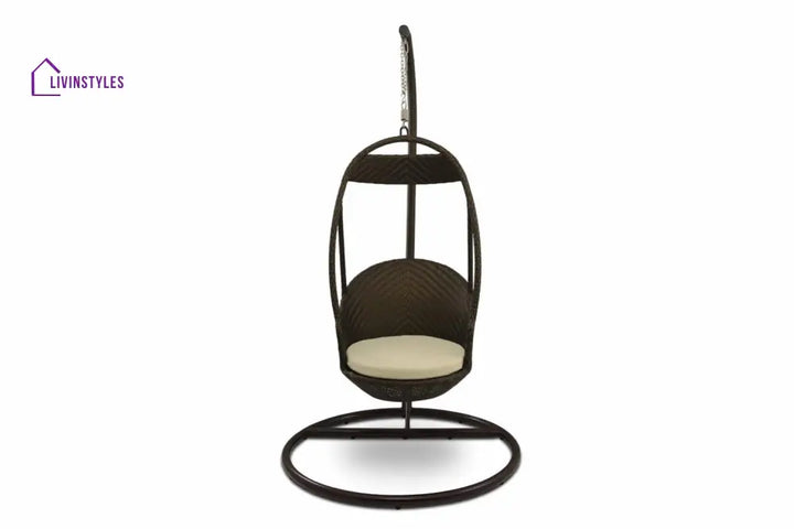 Palazzo Single Seater Hanging Swing With Stand For Balcony Garden Swing (Dark Brown) - Swings