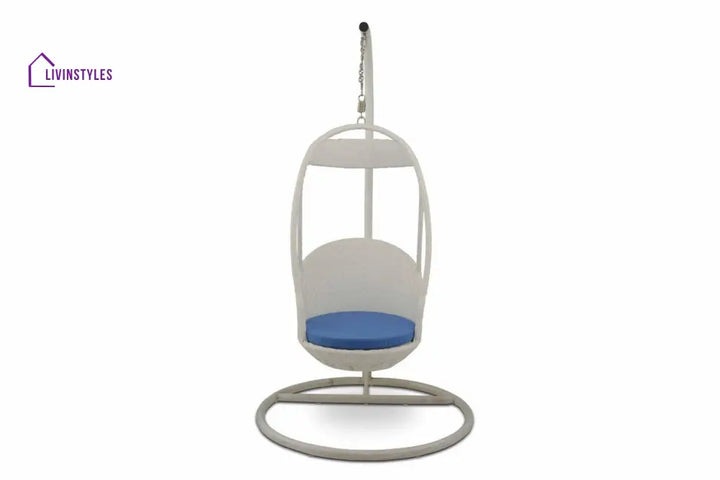 Palazzo Single Seater Hanging Swing With Stand For Balcony Garden Swing (Dark Brown) - White - Swings