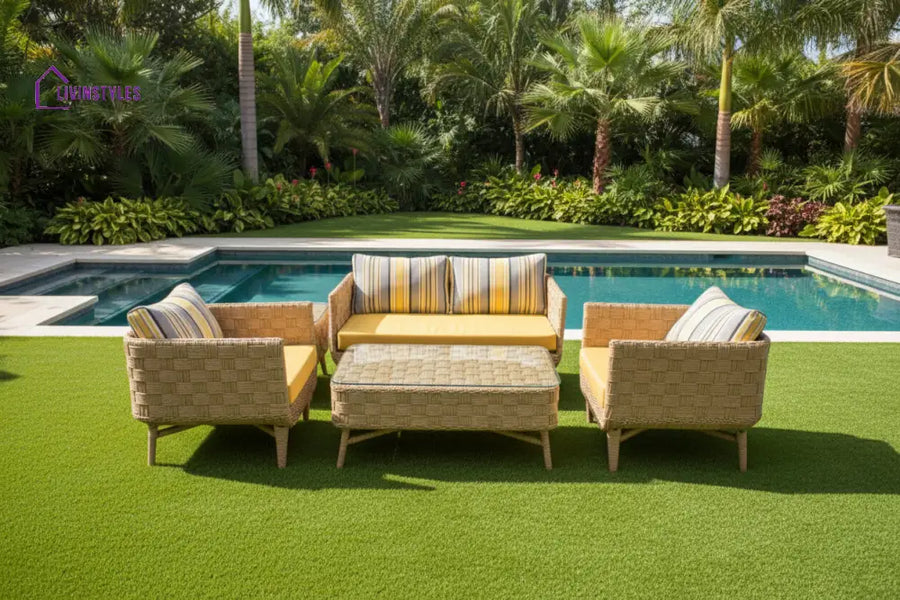 Palerma Outdoor Sofa Set 2 Seater 2 Single seater 1 Center table (Honey) - Sofa Sets