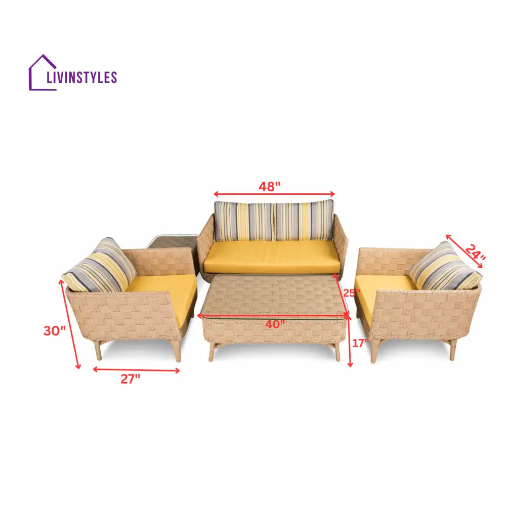 Palerma Outdoor Sofa Set 2 Seater 2 Single seater 1 Center table (Honey) - Sofa Sets