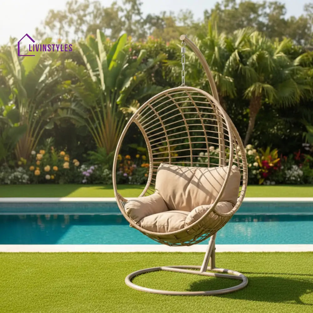 Palerma Single Seater Hanging Swing Without Stand For Balcony Garden Swing (Honey) - Swings