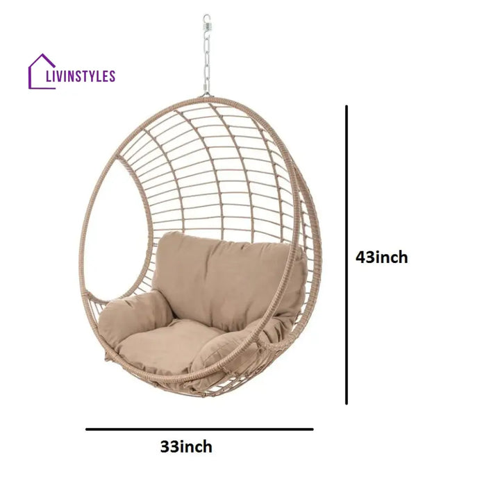 Palerma Single Seater Hanging Swing Without Stand For Balcony Garden Swing (Honey) - Swings