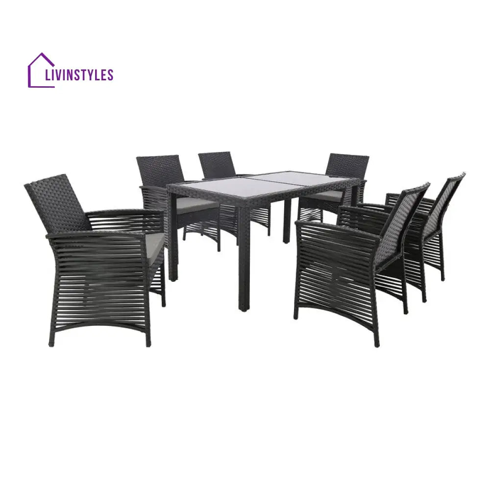 Palermo Outdoor Patio Dining Set 6 Chairs and 1 Table (Black) - Dining sets