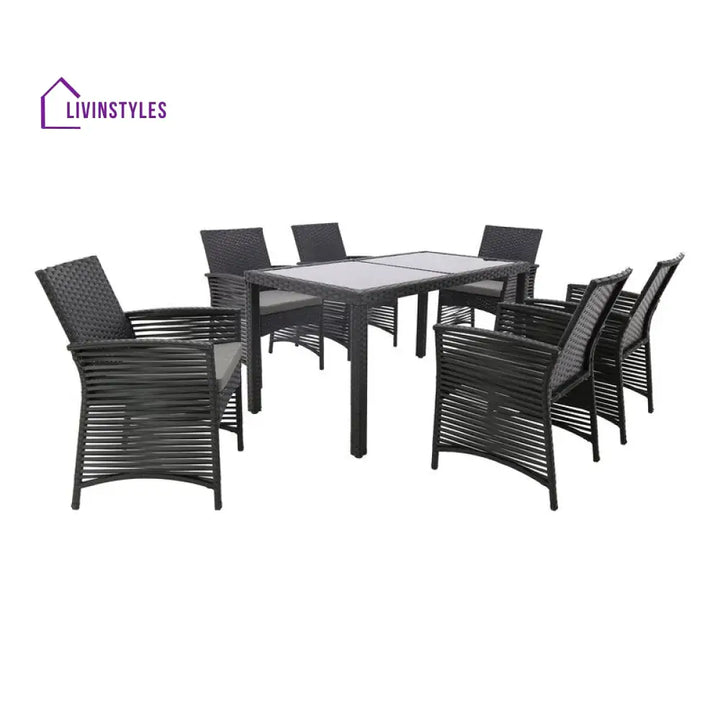Palermo Outdoor Patio Dining Set 6 Chairs and 1 Table (Black) - Dining sets
