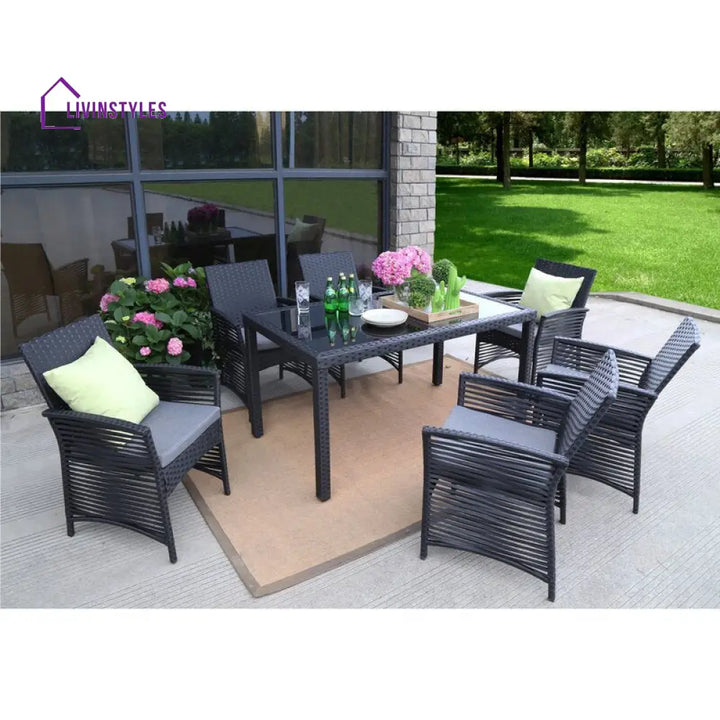 Palermo Outdoor Patio Dining Set 6 Chairs and 1 Table (Black) - Dining sets