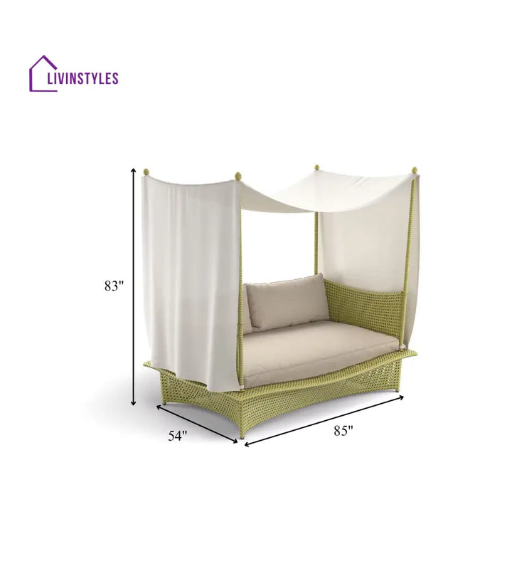 Palermo Outdoor Poolside Sunbed With Cushion Daybed (Green) - Sunbed