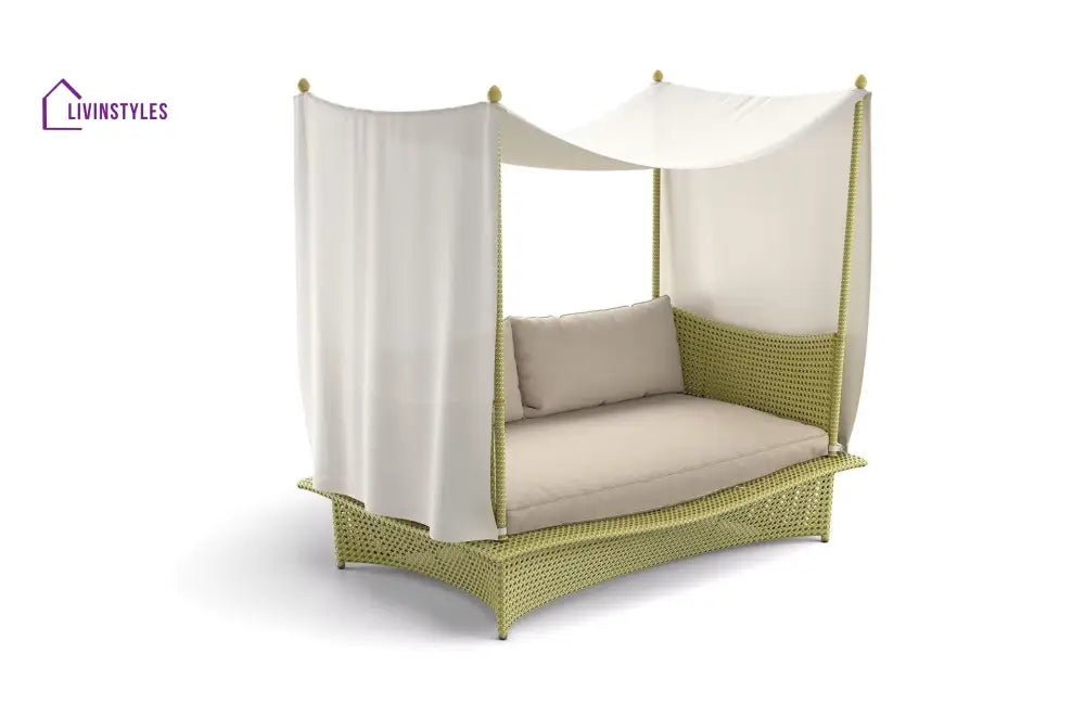 Palermo Outdoor Poolside Sunbed With Cushion Daybed (Green) - Sunbed