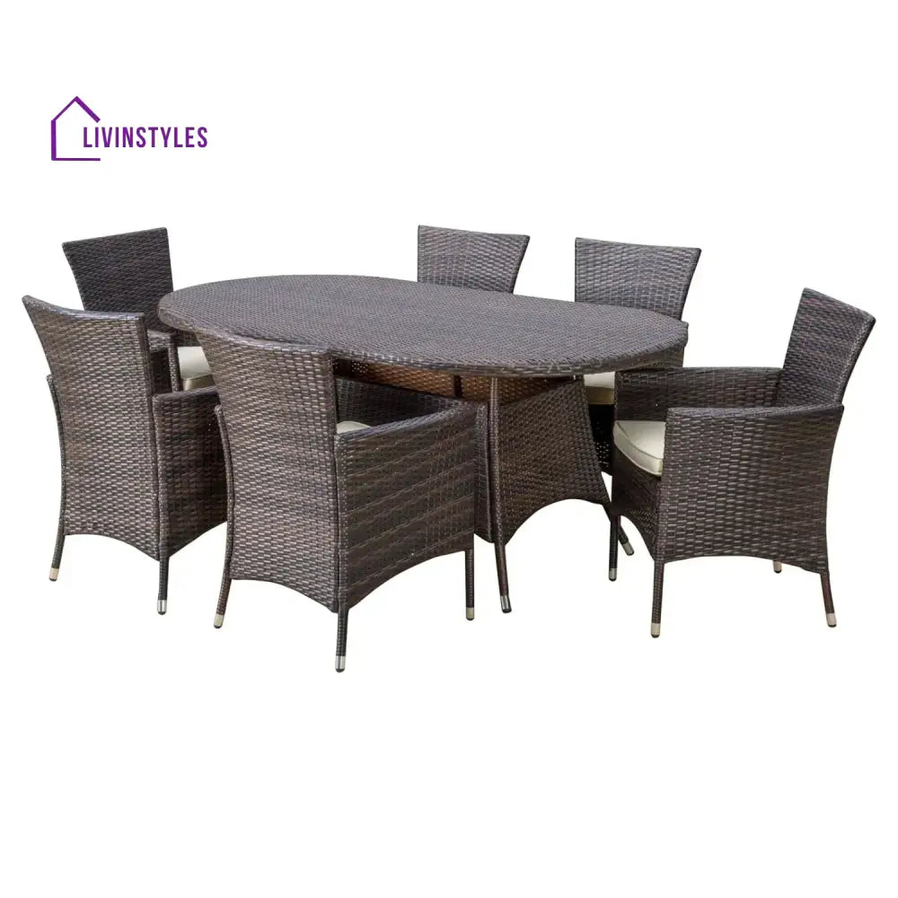 Palesa 7-Piece Outdoor Rattan Wicker Dining Table Set - Dining Set