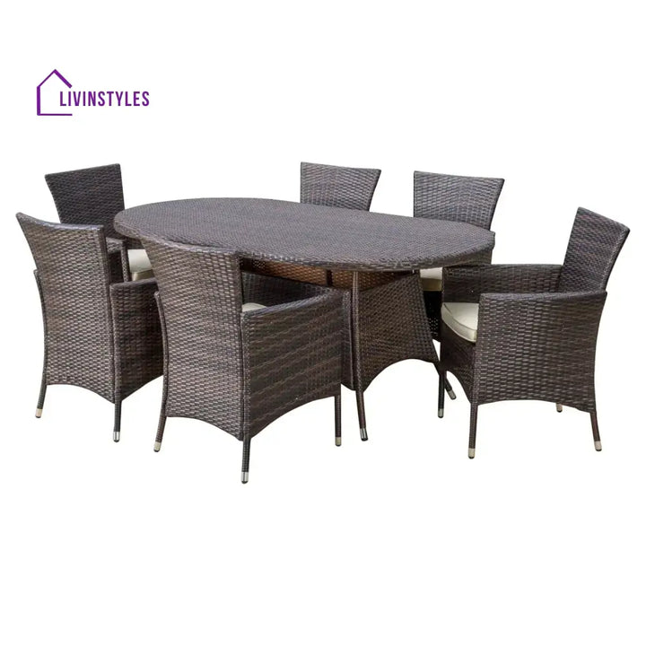 Palesa 7-Piece Outdoor Rattan Wicker Dining Table Set - Dining Set