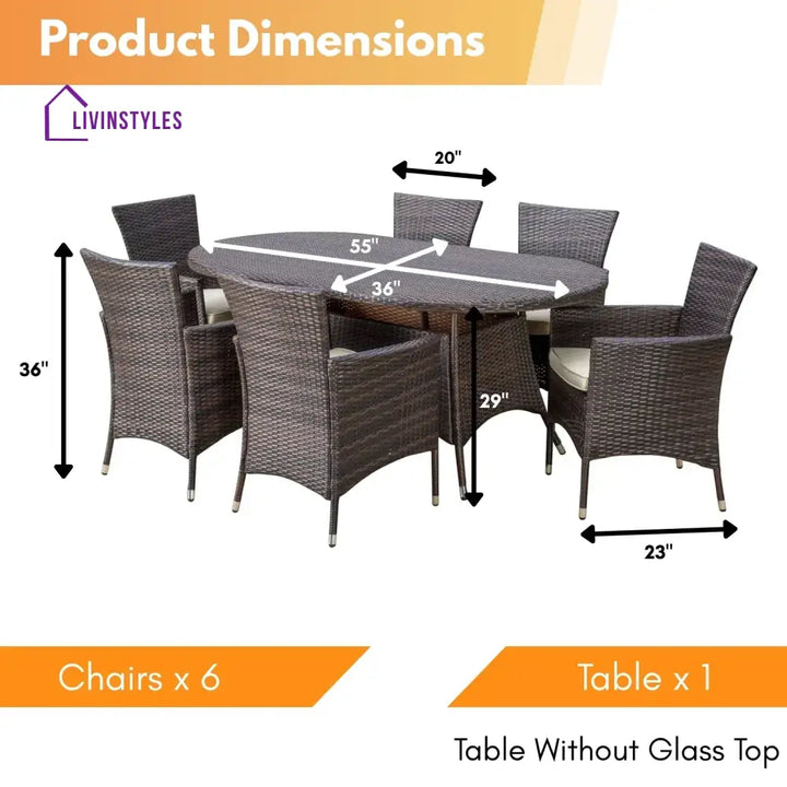 Palesa 7-Piece Outdoor Rattan Wicker Dining Table Set - Dining Set