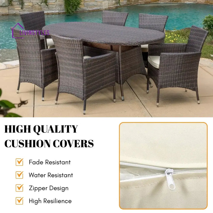 Palesa 7-Piece Outdoor Rattan Wicker Dining Table Set - Dining Set