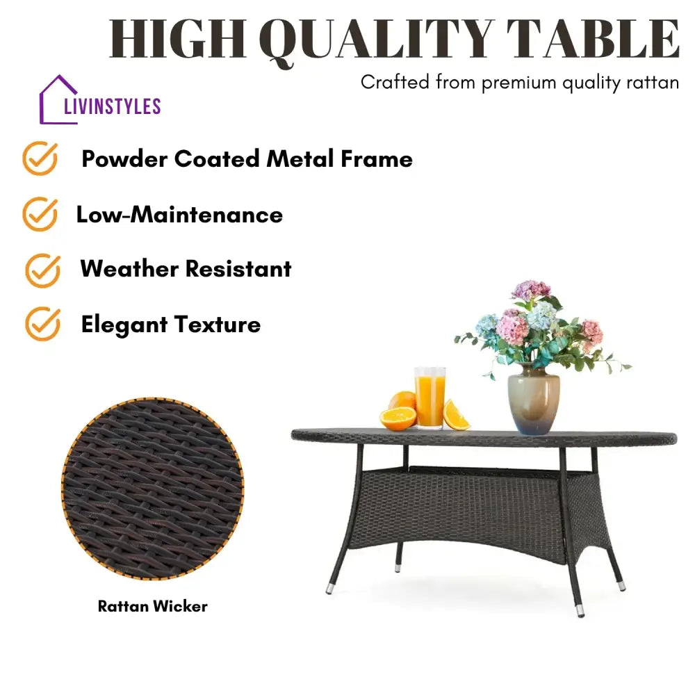 Palesa 7-Piece Outdoor Rattan Wicker Dining Table Set - Dining Set