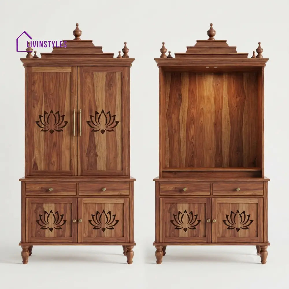 Pallavi Premium Solid Wood Home Temple | Pooja Mandir for Home