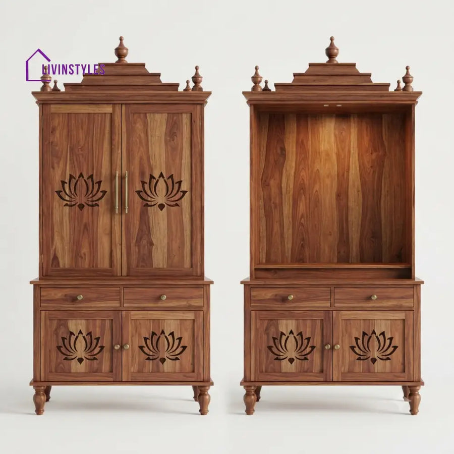Pallavi Premium Solid Wood Home Temple | Pooja Mandir for Home