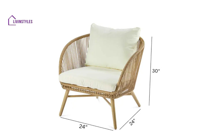 Palmer Outdoor Garden Balcony Sofa Set 2 Seater 2 Single seater and 1 Center Table Set (White + Tan) - Sofa Sets