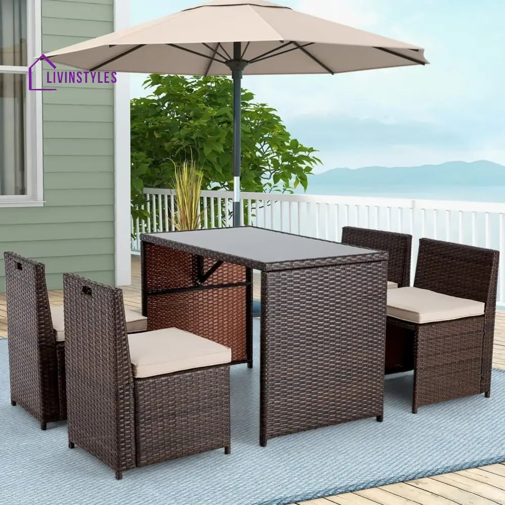 Paloma 5-Piece Outdoor Patio Dining Set with Square Glass Tabletop - Dining Set