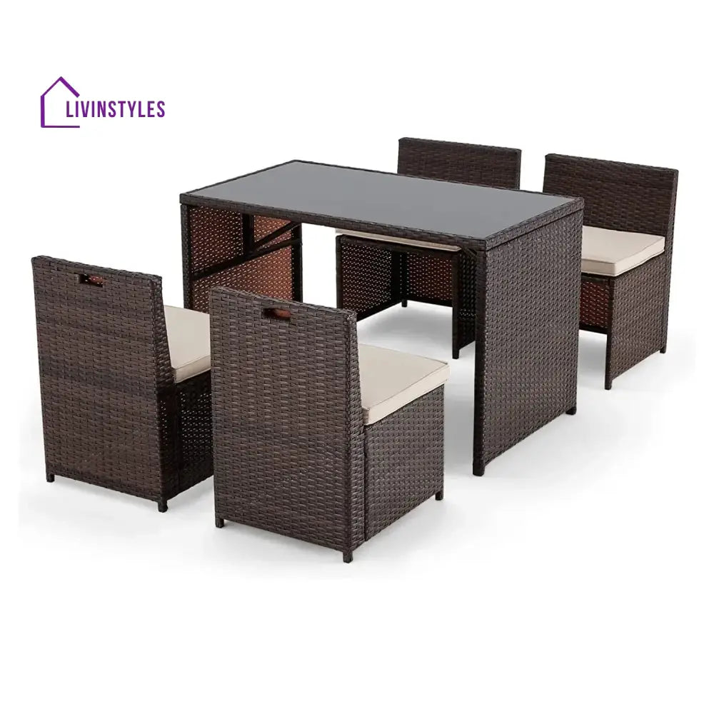 Paloma 5-Piece Outdoor Patio Dining Set with Square Glass Tabletop - Dining Set