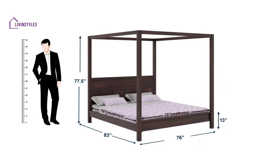 Paloma Grand Poster Solid Sheesham Wood Bed Bed