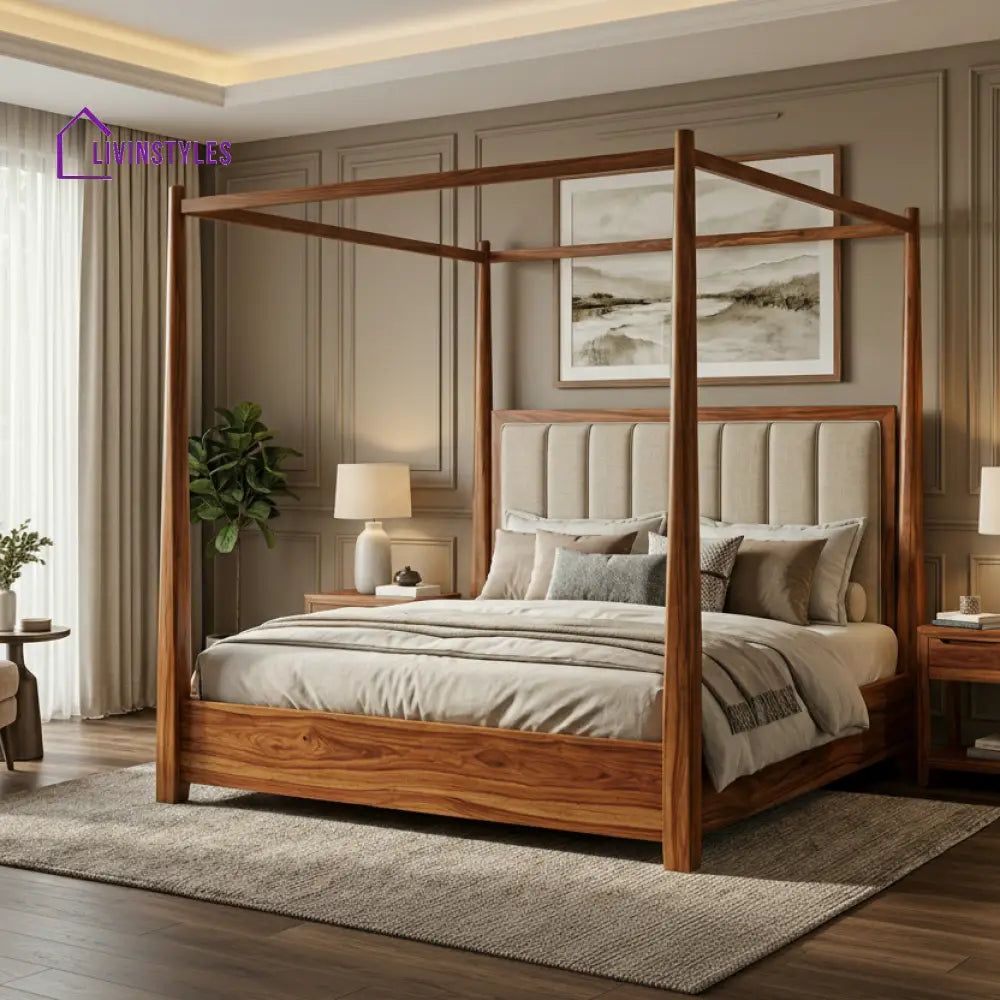 Paora Sheesham Wood Poster Bed Without Storage