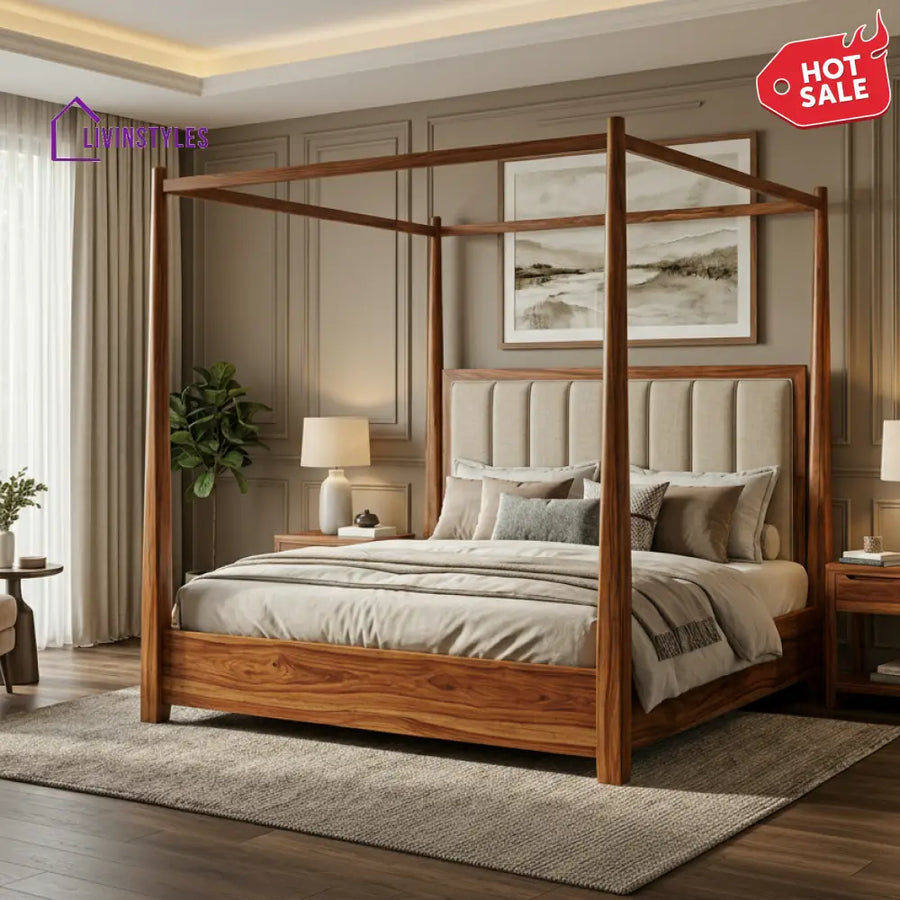 Paora Sheesham Wood Poster Bed Without Storage