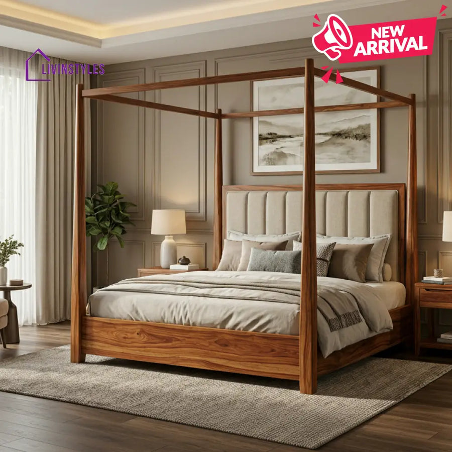 Paora Sheesham Wood Poster Bed Without Storage
