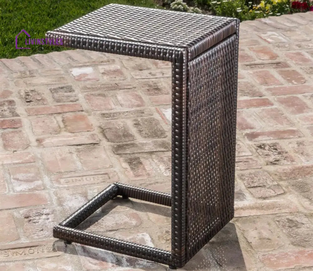 Parag Dark Brown Outdoor Lounger With C Shape Table