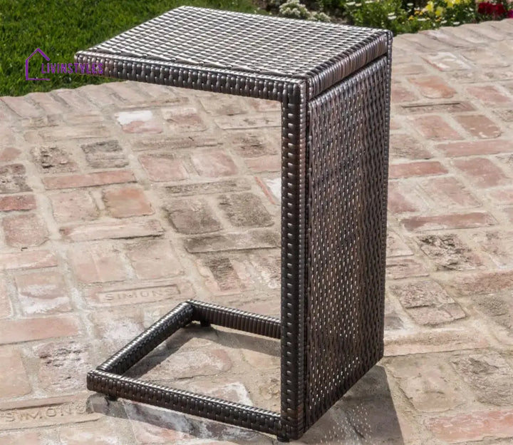 Parag Dark Brown Outdoor Lounger With C Shape Table