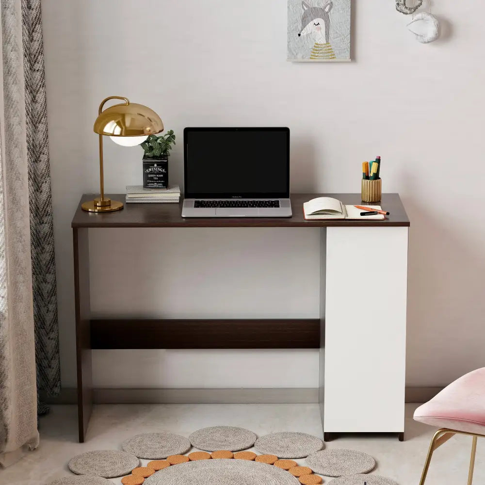 Pari Study Table | Computer Desk | WFH Office Table with Storage - White and Wenge Study Table Desk