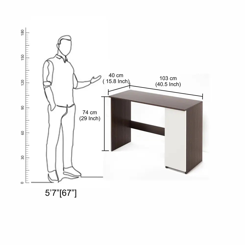 Pari Study Table | Computer Desk | WFH Office Table with Storage - White and Wenge Study Table Desk
