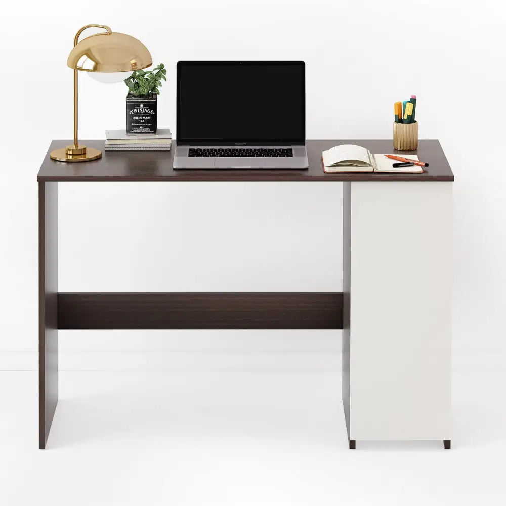 Pari Study Table | Computer Desk | WFH Office Table with Storage - White and Wenge Study Table Desk