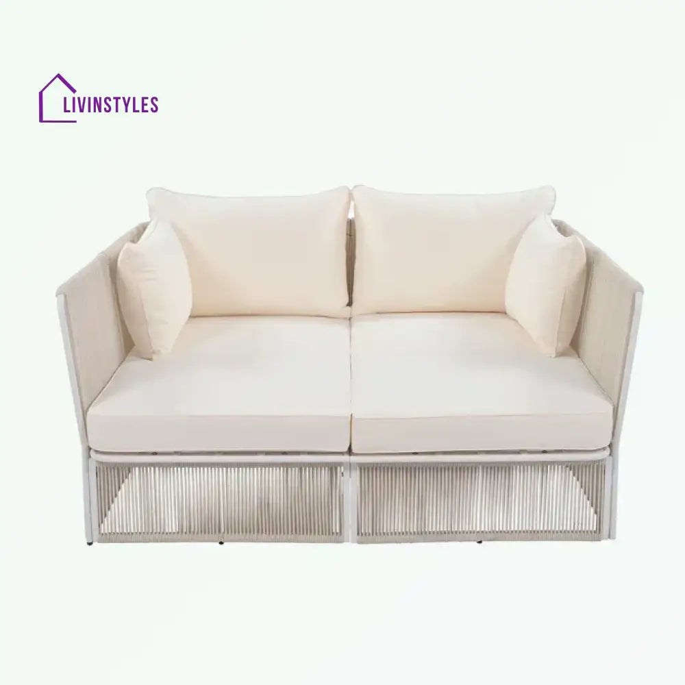 Paridhi Outdoor Poolside Sunbed With Cushion Daybed And Side Table (Braided & Rope)